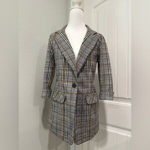 LC by Laura Cruz Women's Checkered Blazer - Gray and Tan Size S